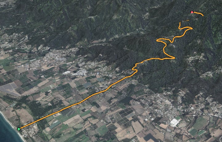 3D relief of the Anghione to Porri climb